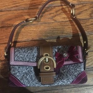 COACH Soho #D052-8F01 tweed Leather Velvet Rhinestone Handbag Purse